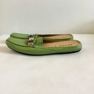 Prada Green Leather Mule Loafers